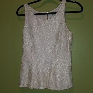 Express off white lace peplum top